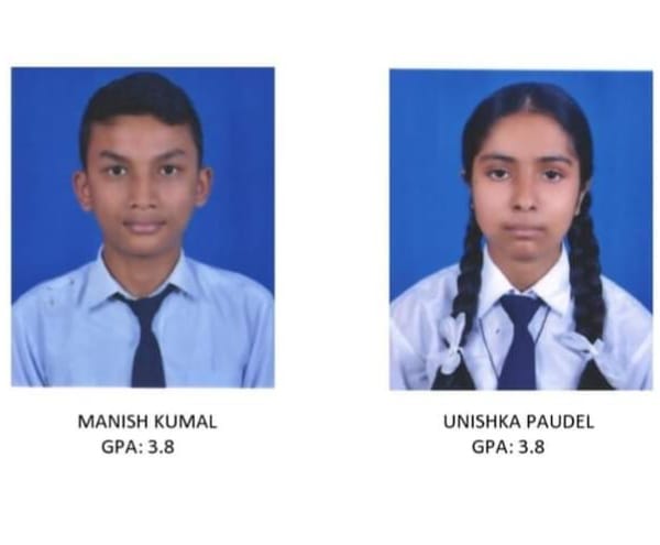 मुनलाईट स्कुलका छात्रा युनिस्का पौडेल र छात्र मनिष कुमाल